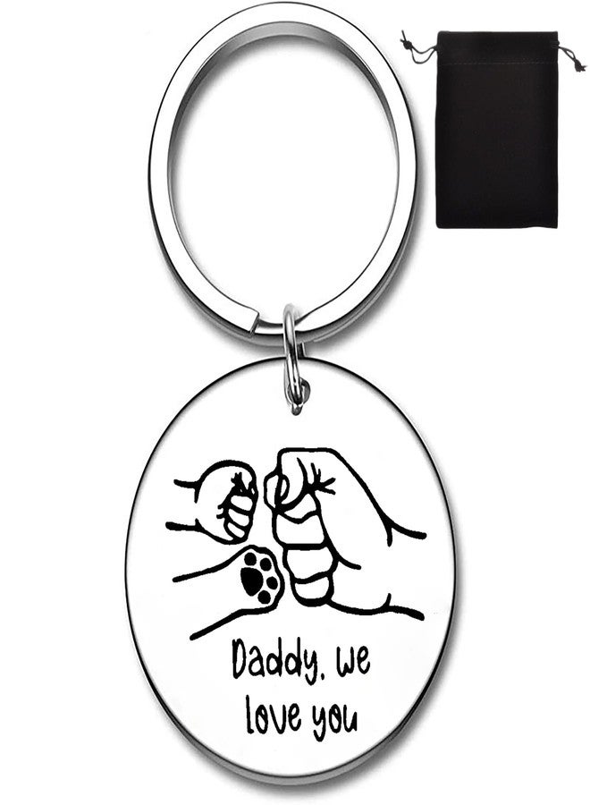 Dorla Cool Dad Birthday Gift Keychain Fist Bump with Paw Cute Keychain First Fathers Day Key Ring Best Daddy Gifts Ideas for Husband (one Child one pet) - Image 1